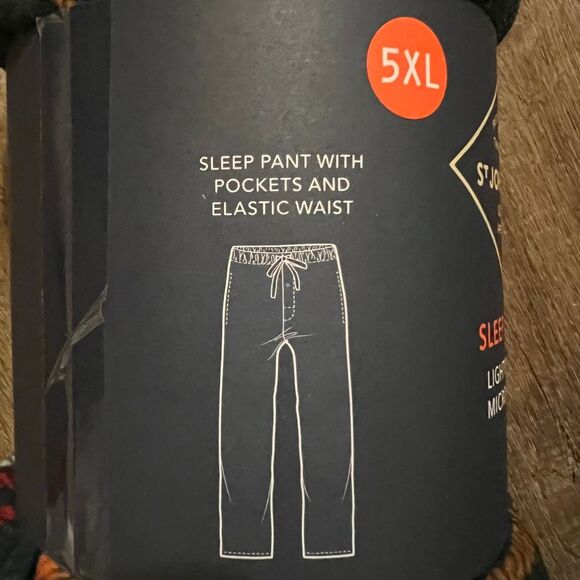 NWT ST. JOHN’S BAY Men’s 5XL Lightweight Microfleece Big Pajama Pants Pockets - Picture 3 of 4
